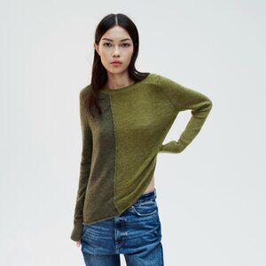 NWOT ZARA Two Tone Cropped Sweater Wool And Alpaca Blend Green Small